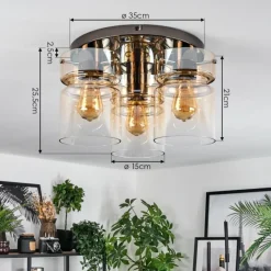 hofstein Hasvik Plafonnier, Spot de plafond Chrome, Noir, 3 lumières