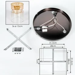 hofstein Hasvik Plafonnier, Spot de plafond Chrome, Noir, 3 lumières