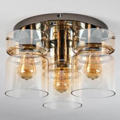 hofstein Hasvik Plafonnier, Spot de plafond Chrome, Noir, 3 lumières