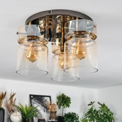 hofstein Hasvik Plafonnier, Spot de plafond Chrome, Noir, 3 lumières