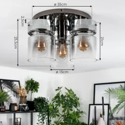 hofstein Hasvik Plafonnier, Spot de plafond Chrome, Noir, 3 lumières