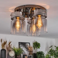 hofstein Hasvik Plafonnier, Spot de plafond Chrome, Noir, 3 lumières