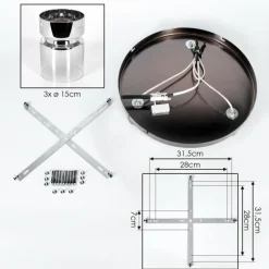 hofstein Hasvik Plafonnier, Spot de plafond Chrome, Noir, 3 lumières