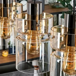 hofstein Hasvik Suspension, Suspension Ambre, Clair, 4 lumières