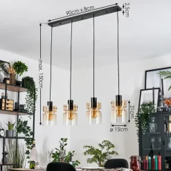 hofstein Hasvik Suspension, Suspension Ambre, Clair, 4 lumières