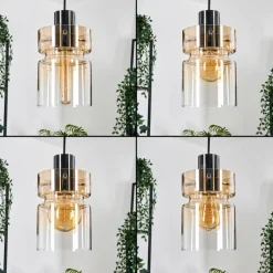 Suspension Verre Fumé-hofstein Hasvik Suspension, Suspension Ambre, Chrome, Clair, Fumé, 4 lumières