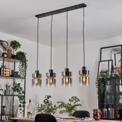 hofstein Hasvik Suspension, Suspension Chrome, Fumé, 4 lumières