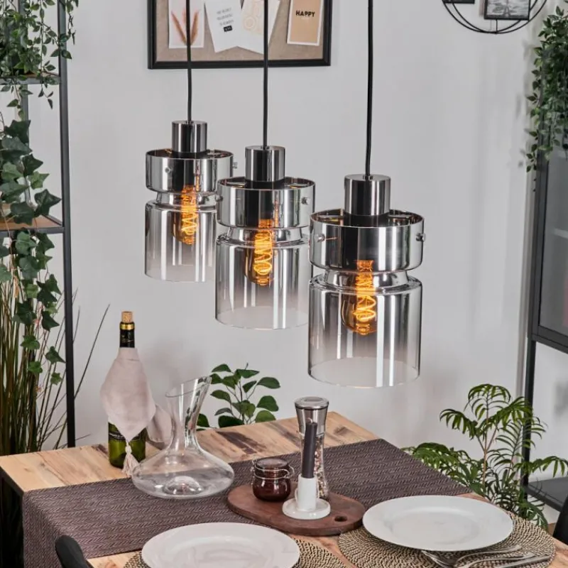 hofstein Hasvik Suspension, Suspension Chrome, Noir, 3 lumières