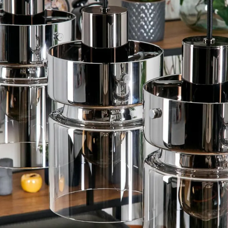 hofstein Hasvik Suspension, Suspension Chrome, Noir, 3 lumières