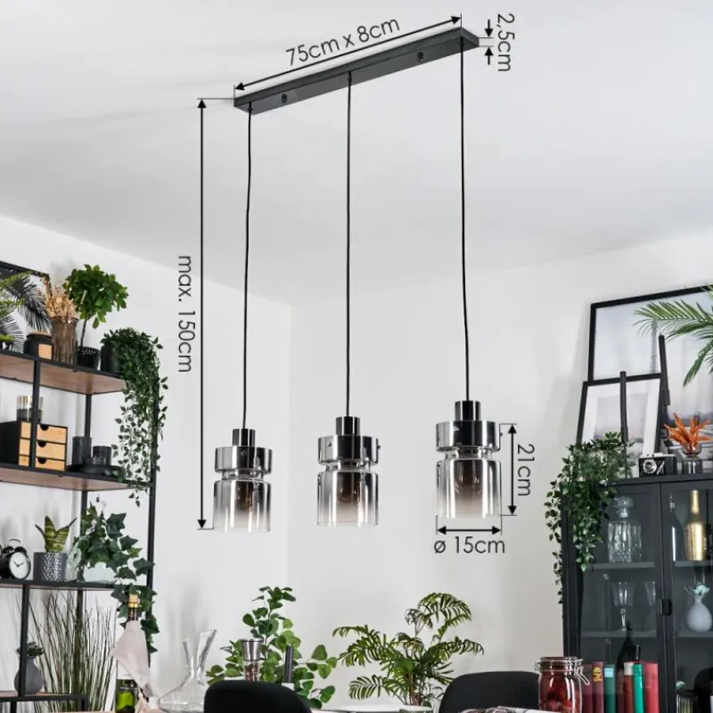 hofstein Hasvik Suspension, Suspension Chrome, Noir, 3 lumières