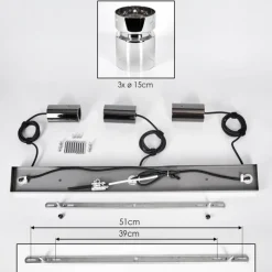 hofstein Hasvik Suspension, Suspension Chrome, Noir, 3 lumières