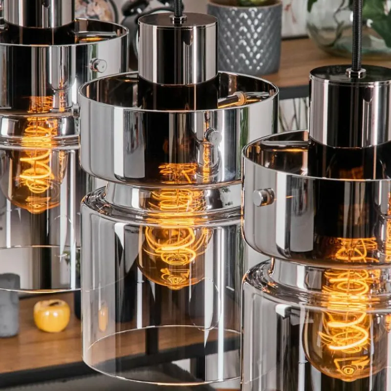 hofstein Hasvik Suspension, Suspension Chrome, Noir, 3 lumières