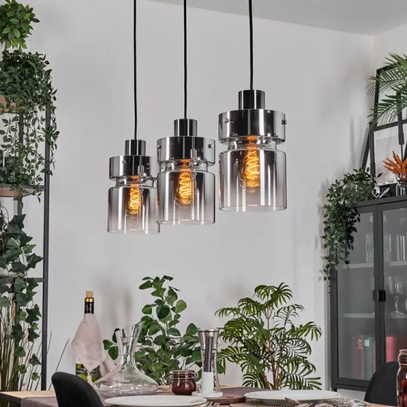 hofstein Hasvik Suspension, Suspension Chrome, Noir, 3 lumières