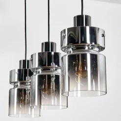 hofstein Hasvik Suspension, Suspension Chrome, Noir, 3 lumières