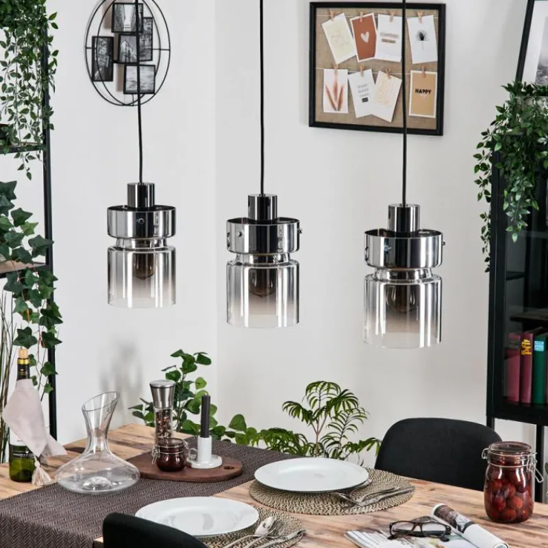 hofstein Hasvik Suspension, Suspension Chrome, Noir, 3 lumières