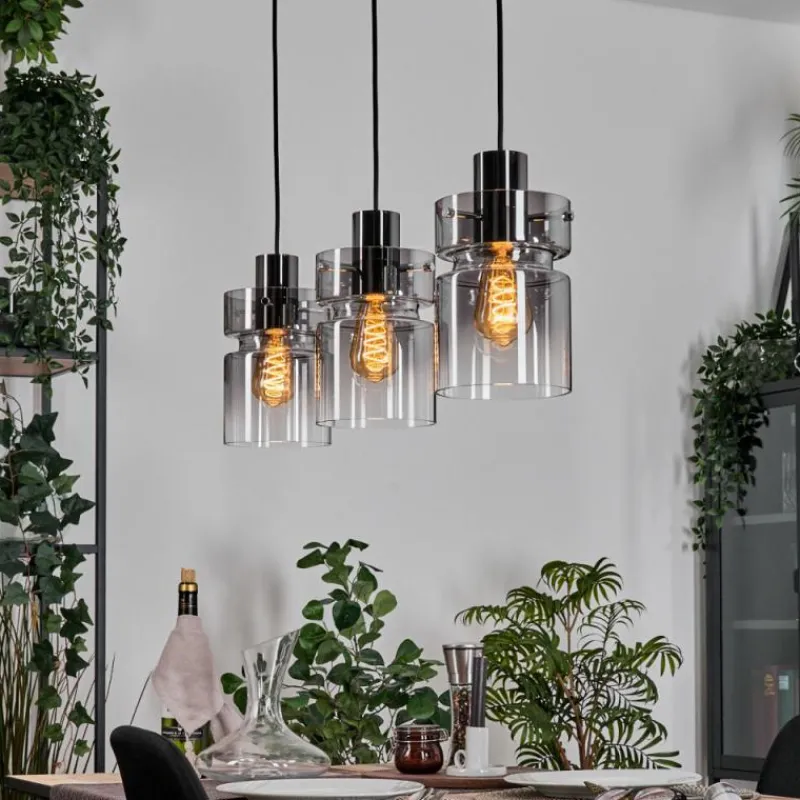 hofstein Hasvik Suspension, Suspension Chrome, Noir, 3 lumières