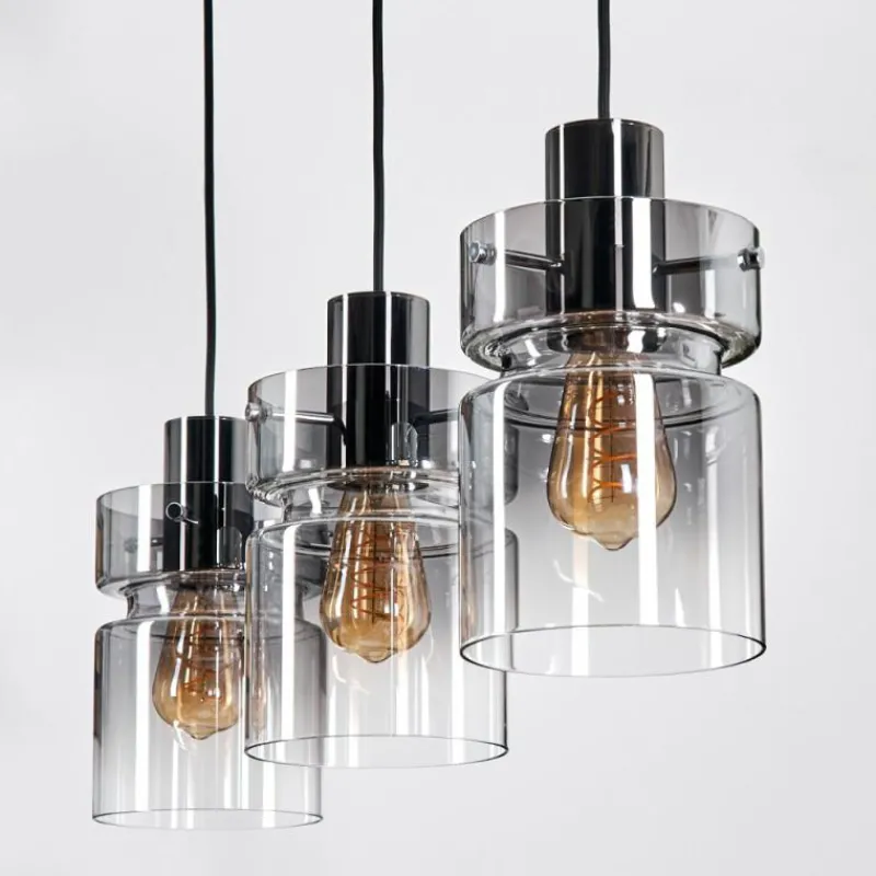 hofstein Hasvik Suspension, Suspension Chrome, Noir, 3 lumières