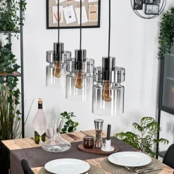 hofstein Hasvik Suspension, Suspension Chrome, Noir, 3 lumières