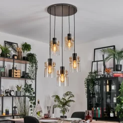 hofstein Hasvik Suspension, Suspension Chrome, Noir, 5 lumières