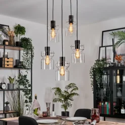 hofstein Hasvik Suspension, Suspension Chrome, Noir, 5 lumières