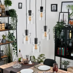 hofstein Hasvik Suspension, Suspension Chrome, Noir, 5 lumières