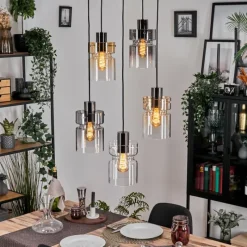 hofstein Hasvik Suspension, Suspension Chrome, Noir, 5 lumières