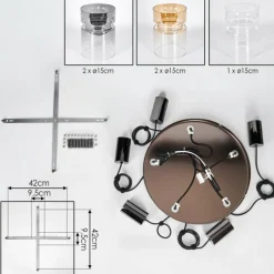 hofstein Hasvik Suspension, Suspension Chrome, Noir, 5 lumières