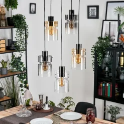 hofstein Hasvik Suspension, Suspension Chrome, Noir, 5 lumières