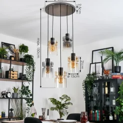 hofstein Hasvik Suspension, Suspension Chrome, Noir, 5 lumières