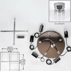 hofstein Hasvik Suspension, Suspension Chrome, Noir, 5 lumières