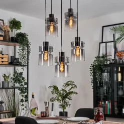 hofstein Hasvik Suspension, Suspension Chrome, Noir, 5 lumières