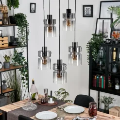 hofstein Hasvik Suspension, Suspension Chrome, Noir, 5 lumières