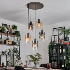 hofstein Hasvik Suspension, Suspension Chrome, Noir, 5 lumières