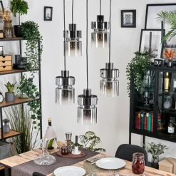 Suspension Verre Fumé-hofstein Hasvik Suspension, Suspension Chrome, Noir, 5 lumières