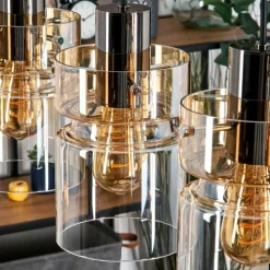 hofstein Hasvik Suspension, Suspension Chrome, Noir, 3 lumières