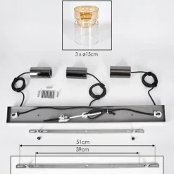 hofstein Hasvik Suspension, Suspension Chrome, Noir, 3 lumières