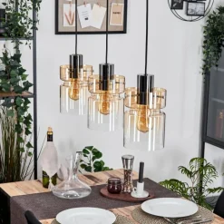 hofstein Hasvik Suspension, Suspension Chrome, Noir, 3 lumières