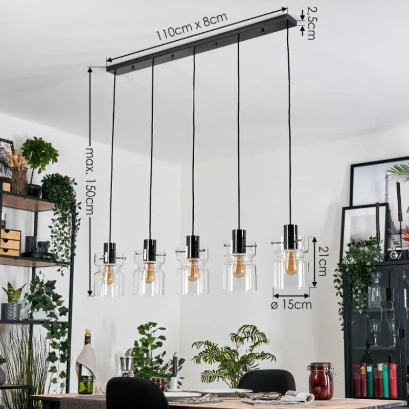 hofstein Hasvik Suspension, Suspension Noir, 5 lumières