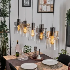 Suspension Verre Fumé-hofstein Hasvik Suspension, Suspension Noir, 5 lumières