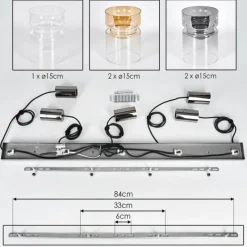 Suspension Verre Fumé-hofstein Hasvik Suspension, Suspension Noir, 5 lumières