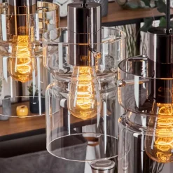 Suspension Verre Fumé-hofstein Hasvik Suspension, Suspension Noir, 5 lumières