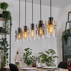 Suspension Verre Fumé-hofstein Hasvik Suspension, Suspension Noir, 5 lumières