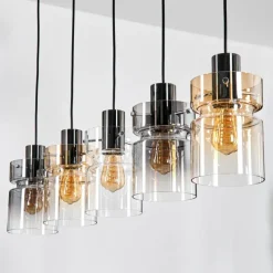 Suspension Verre Fumé-hofstein Hasvik Suspension, Suspension Noir, 5 lumières