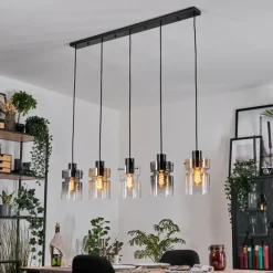 Suspension Verre Fumé-hofstein Hasvik Suspension, Suspension Noir, 5 lumières