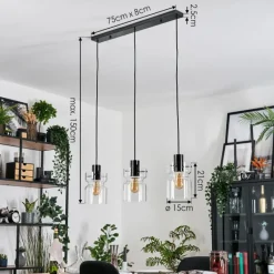 hofstein Hasvik Suspension, Suspension Chrome, Noir, 3 lumières