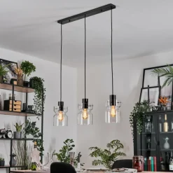 hofstein Hasvik Suspension, Suspension Chrome, Noir, 3 lumières