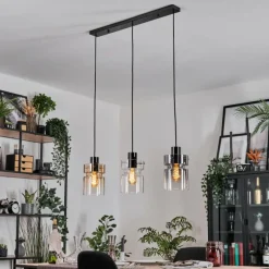 Suspension Verre Fumé-hofstein Hasvik Suspension, Suspension Chrome, Noir, 3 lumières