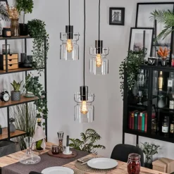 hofstein Hasvik Suspension, Suspension Chrome, Noir, 3 lumières