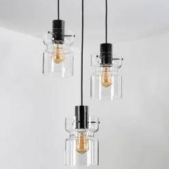 hofstein Hasvik Suspension, Suspension Chrome, Noir, 3 lumières