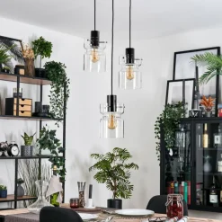 hofstein Hasvik Suspension, Suspension Chrome, Noir, 3 lumières